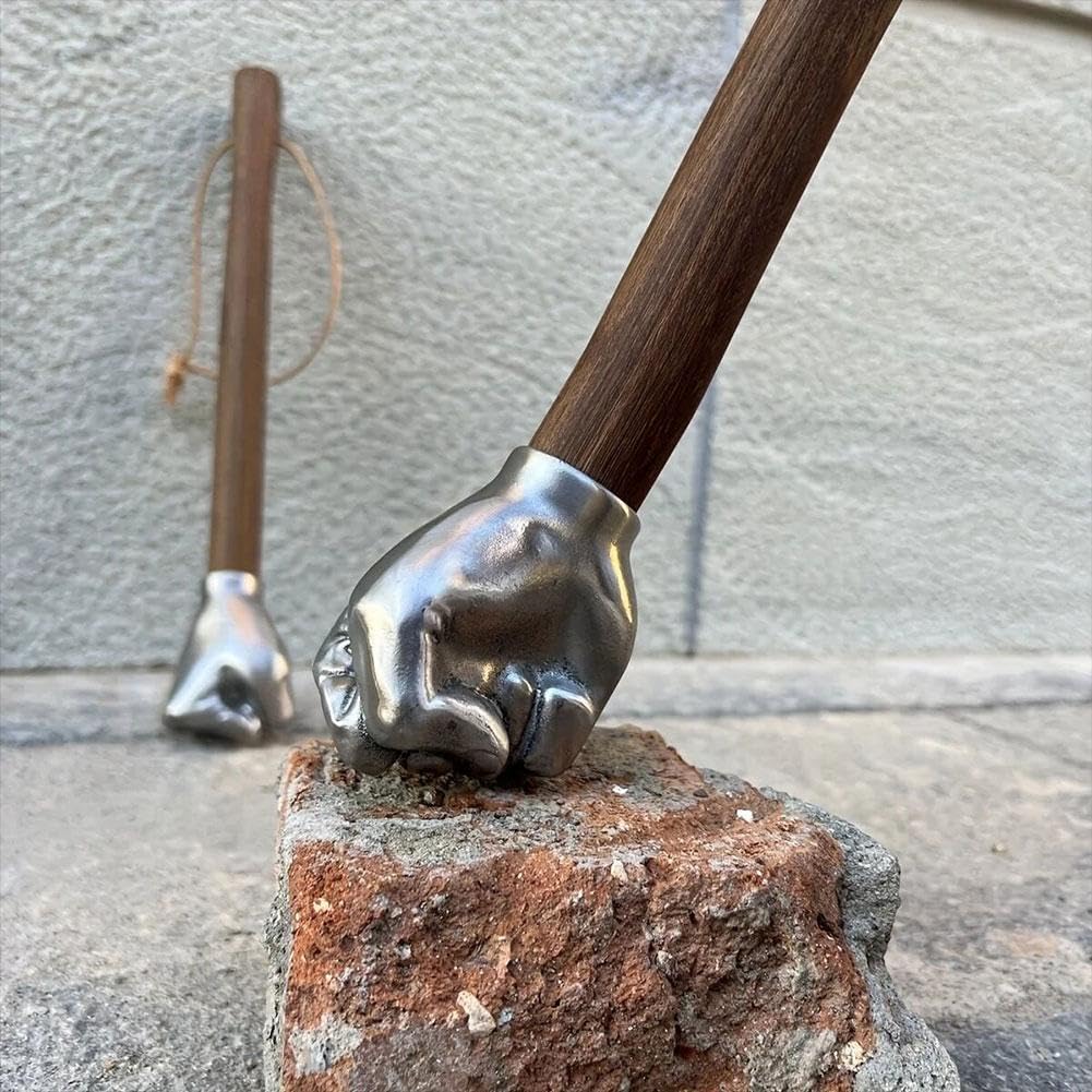 Marteau de poing décoratif – Marteau en forme de poing/pouce/os, tête en acier inoxydable et poignée en bois, art de collection pour la maison/le bureau, outil fonctionnel multifonction pour tâches