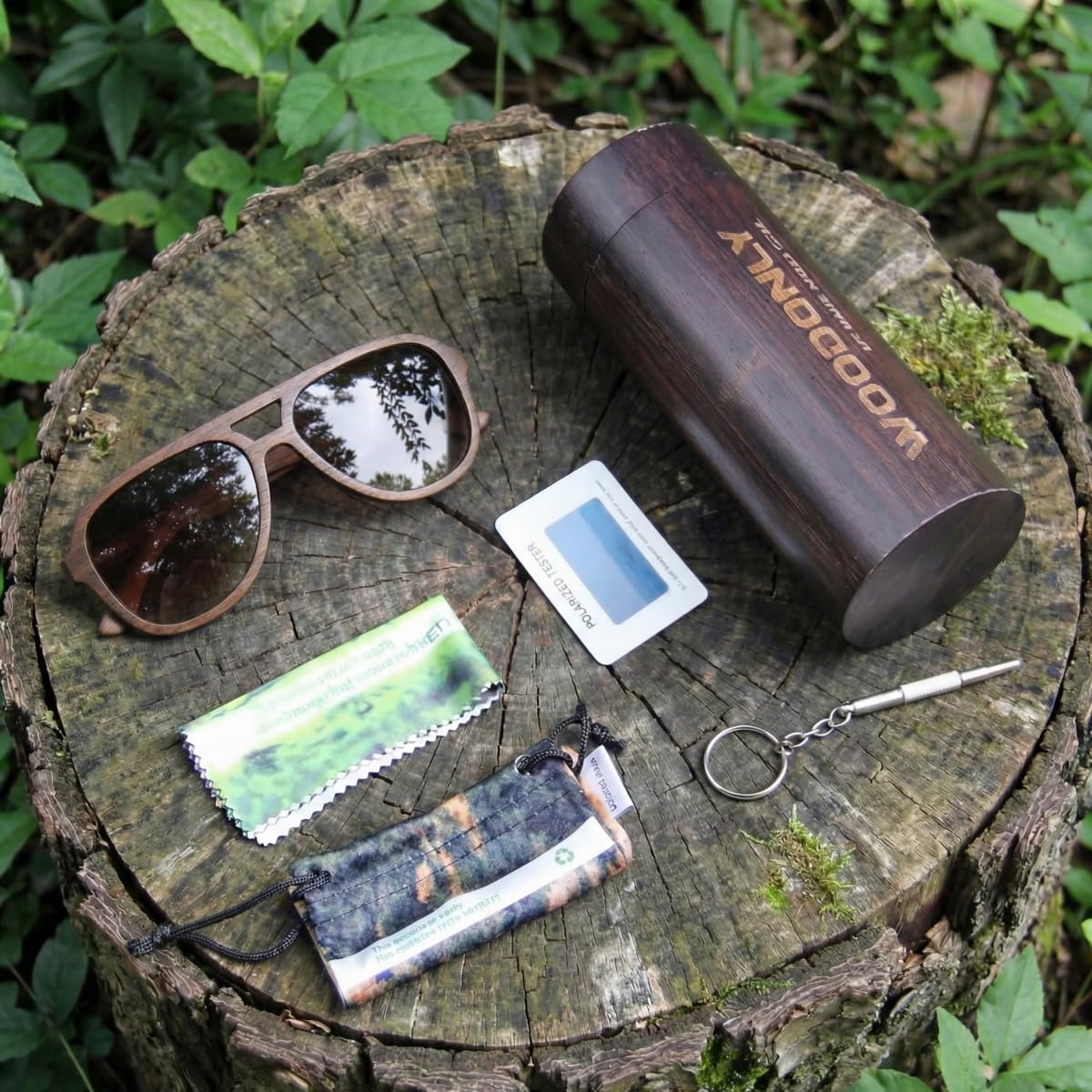Gafas de Sol Piloto Polarizadas de Madera - Gafas de Sol Modernas con Funda de Bambú para Hombre y Mujer Regalos Perfectos