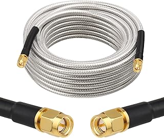 MOOKEERF RG8X SMA Male to SMA Male Coaxial Cable 25FT,Ultra Low Loss SMA Extension Cable 50 ohm for Router,GPS,RF Radio,WiFi Antenna Applications