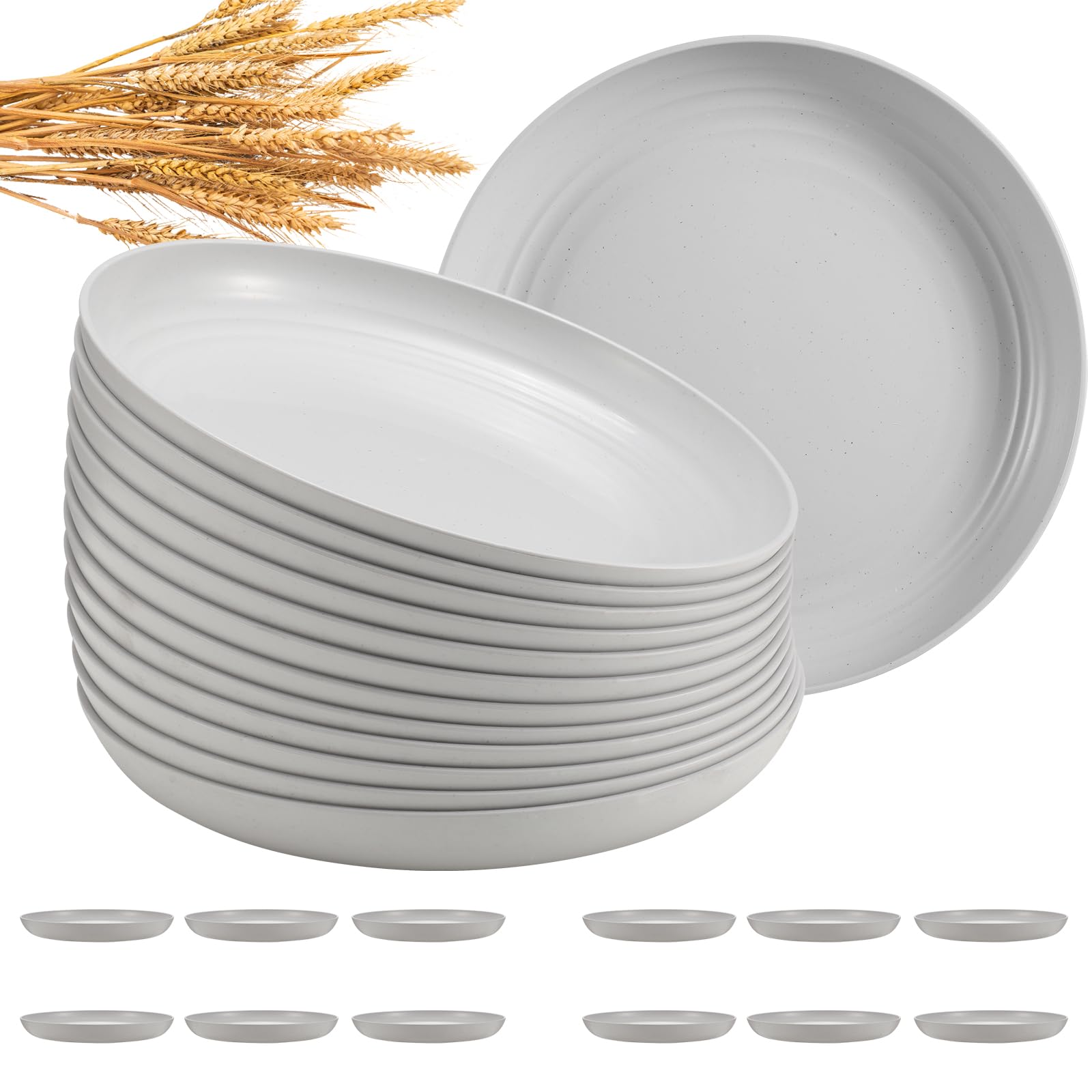 Amazon.com | HEYCOME 12 Pcs Unbreakable Deep Dinner Plates Set, 10