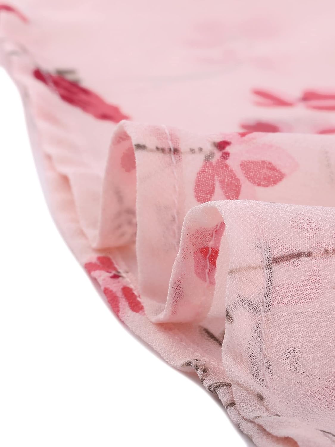 Allegra K Women's Fall Dresses 2025 Tie V Neck Semi Sheer Long Sleeve Layered Tiered Chiffon Mini Floral Dress - Image 6