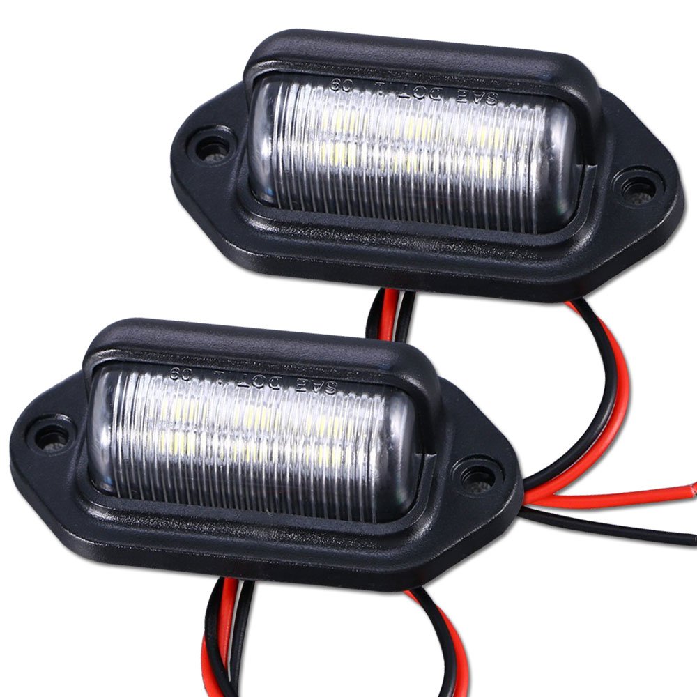 Linkhood LED License Plate Light, 6 SMD 12V Trailer License Plate Lamp Taillight, Waterproof Courtesy Step License Plate Tag Light for Truck SUV Trailer Van RV Boats(2 Pack)