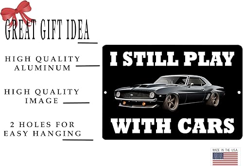 Miniatura 2 de Rogue River Tactical Funny Mechanic Muscle Car Race Car Still PLay with Cars - Letrero de metal sarcástico para decoración de pared, hombre, cueva,