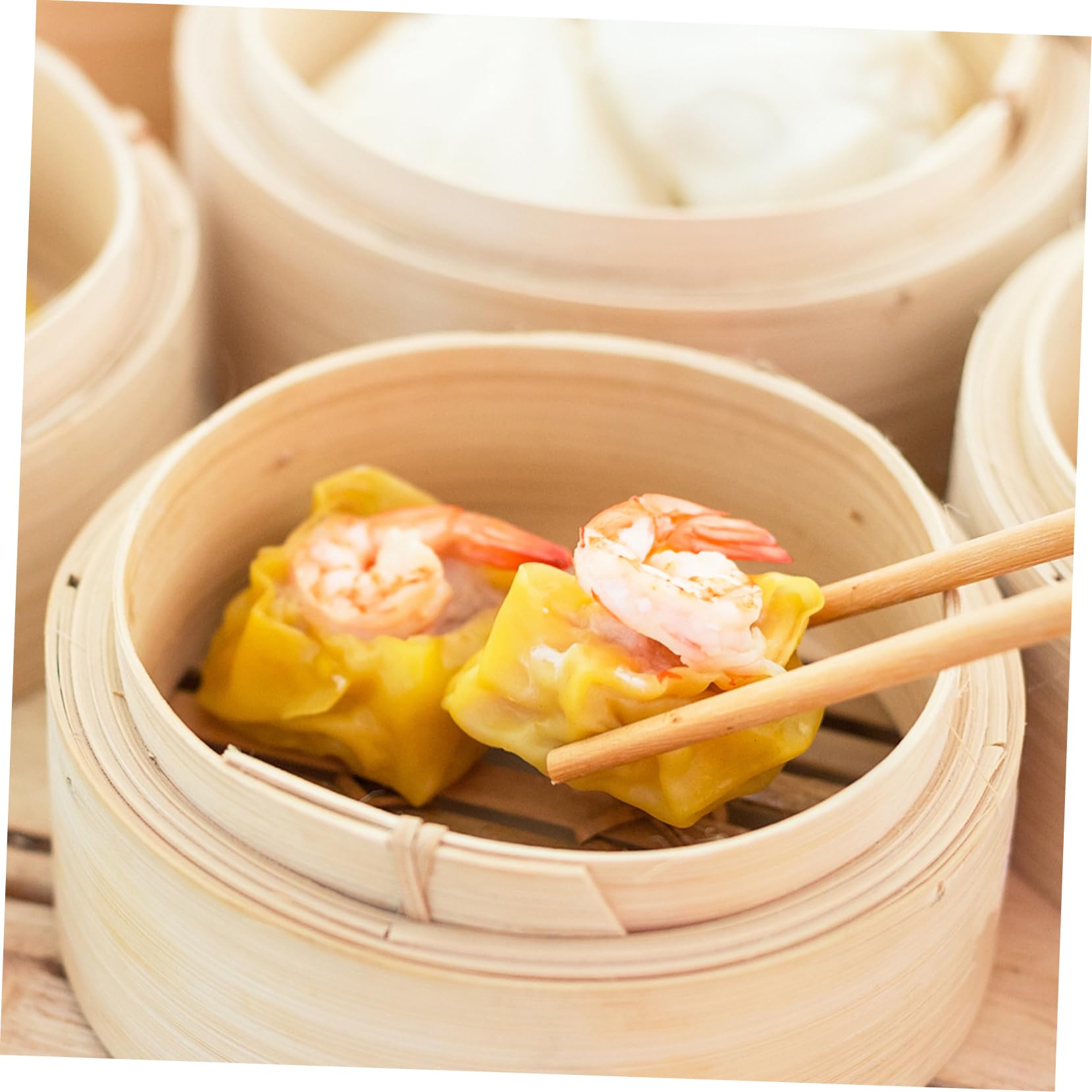 Amosfun 3 Sätze Dampfgarer zum Nachtisch asiatisch kochen bao buns steamer nackenwärmekisse Büfett Fischdampfer Dampfgarer für die Küche Knödel Dampfkorb aus Holz Bambus