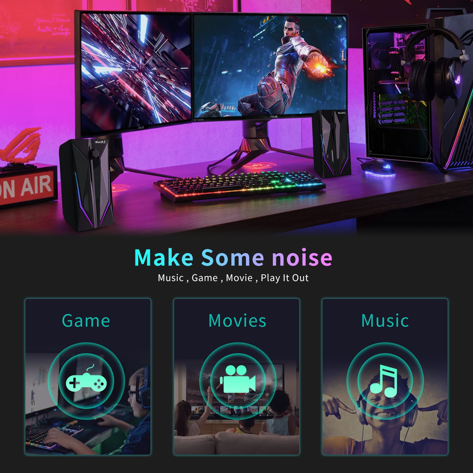 Amazon.co.jp: ZUO XI デスクトップスピーカー 2.0チャンネル PC