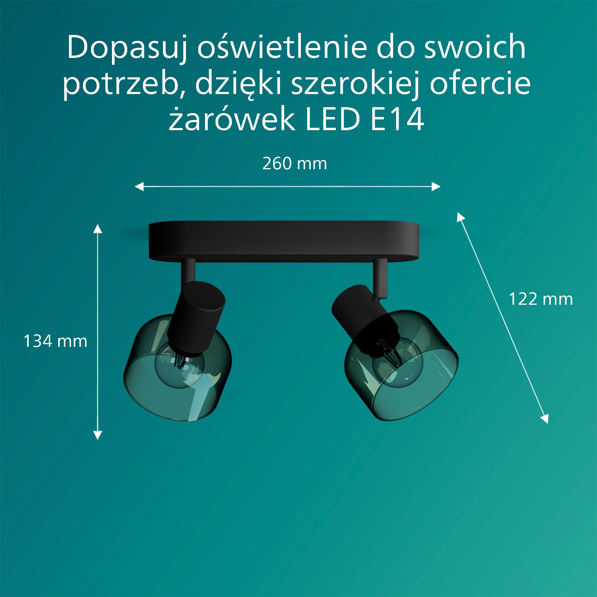 Philips Podwójny reflektor punktowy Sleet, czarny, IP20, żarówki E14 nie wchodzą w skład zestawu