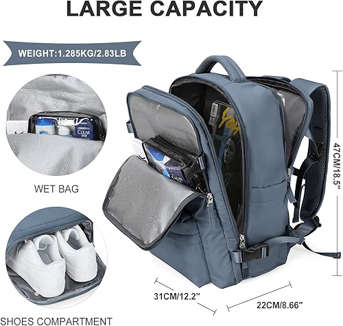 Miniatura 2 de WONHOX - Mochila grande, aprobada para vuelo, unisex, para viajes, trabajo, negocios o laptop
