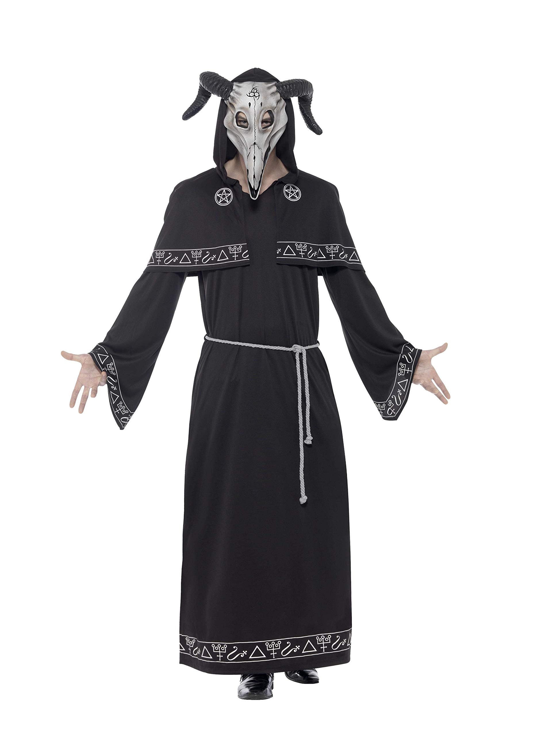 Smiffys Adult men's Cult Leader Costume, Robe, Belt and Latex Overhead Mask, Legends of Evil, Halloween, Size L, 45572