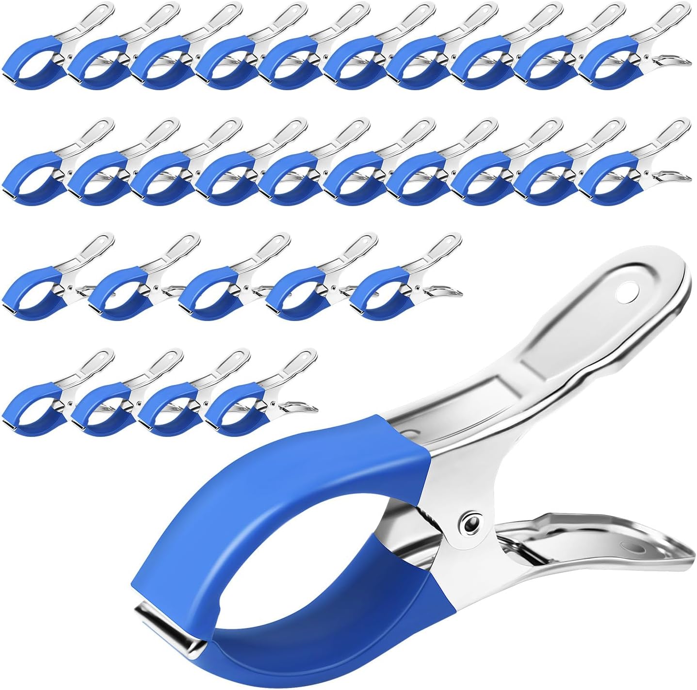 Pool Cover Clips for Above Ground Pools, 30 Pcs 4.7 Inch Stainless Steel Pool Cover Clamps, Windproof Clips for Above Ground Pool Cover Blue 30