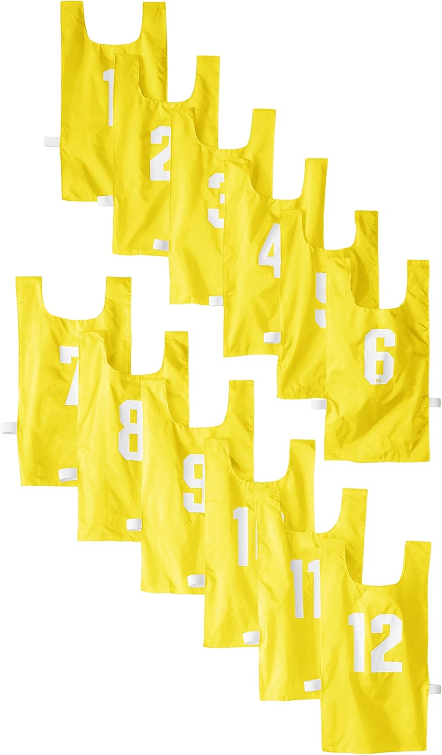 (Yellow) - US Games Numbered Nylon Pinnies, Youth Sizes, One Dozen