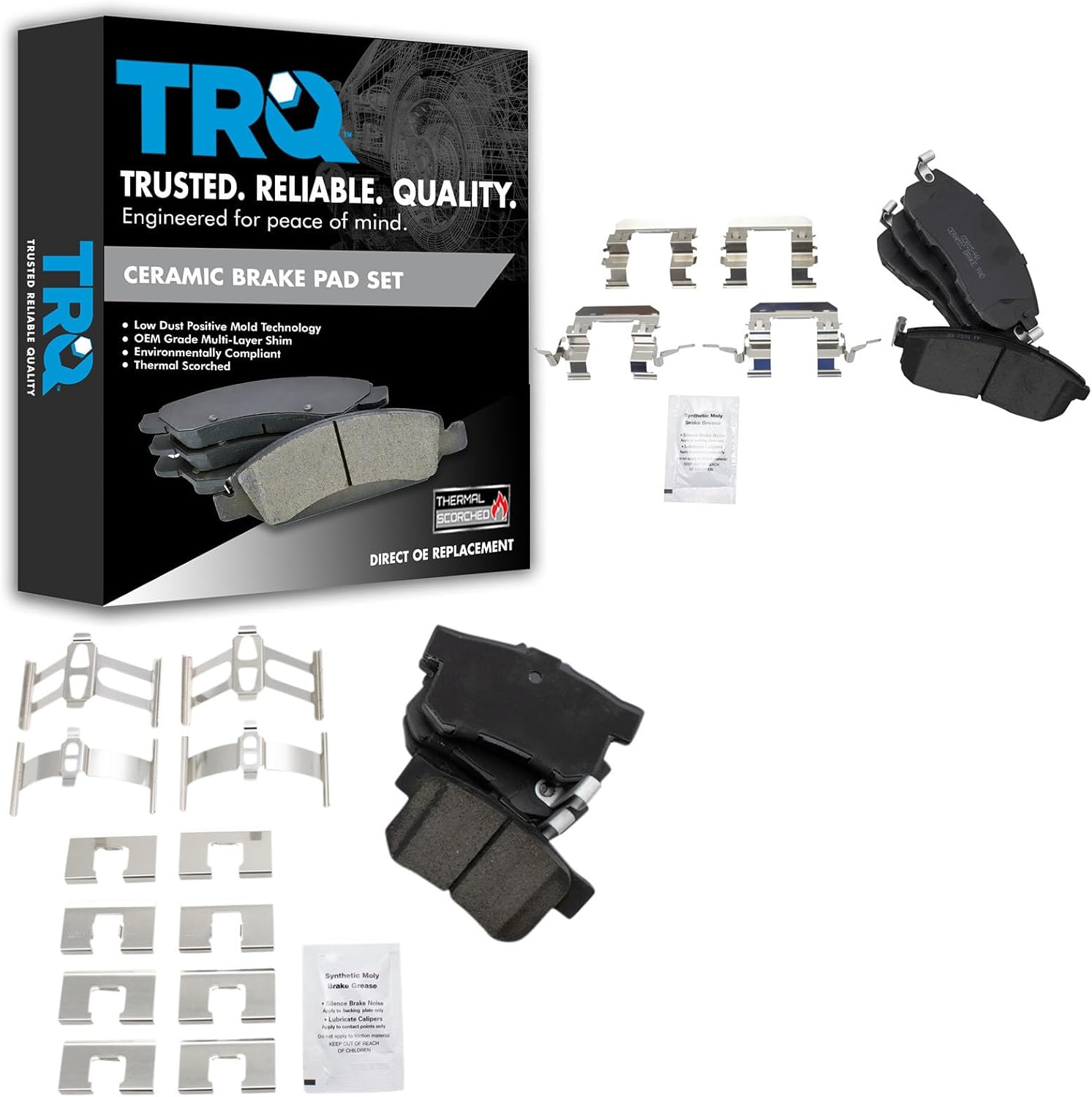 TRQ Front and Rear Brake Pads Ceramic Compatible with 2007-2013 Suzuki SX4