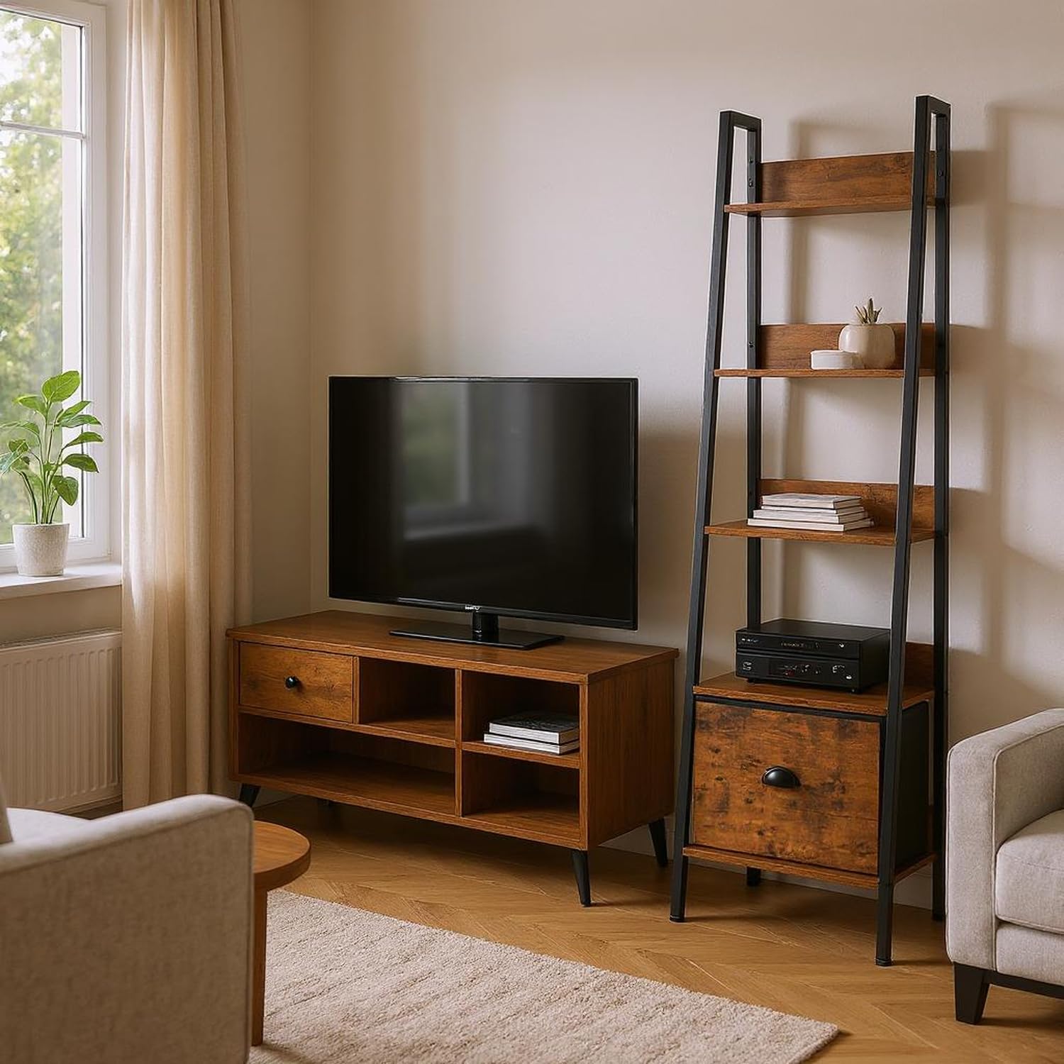 Support pour plantes d'extérieur en métal et bois au design minimaliste et durable