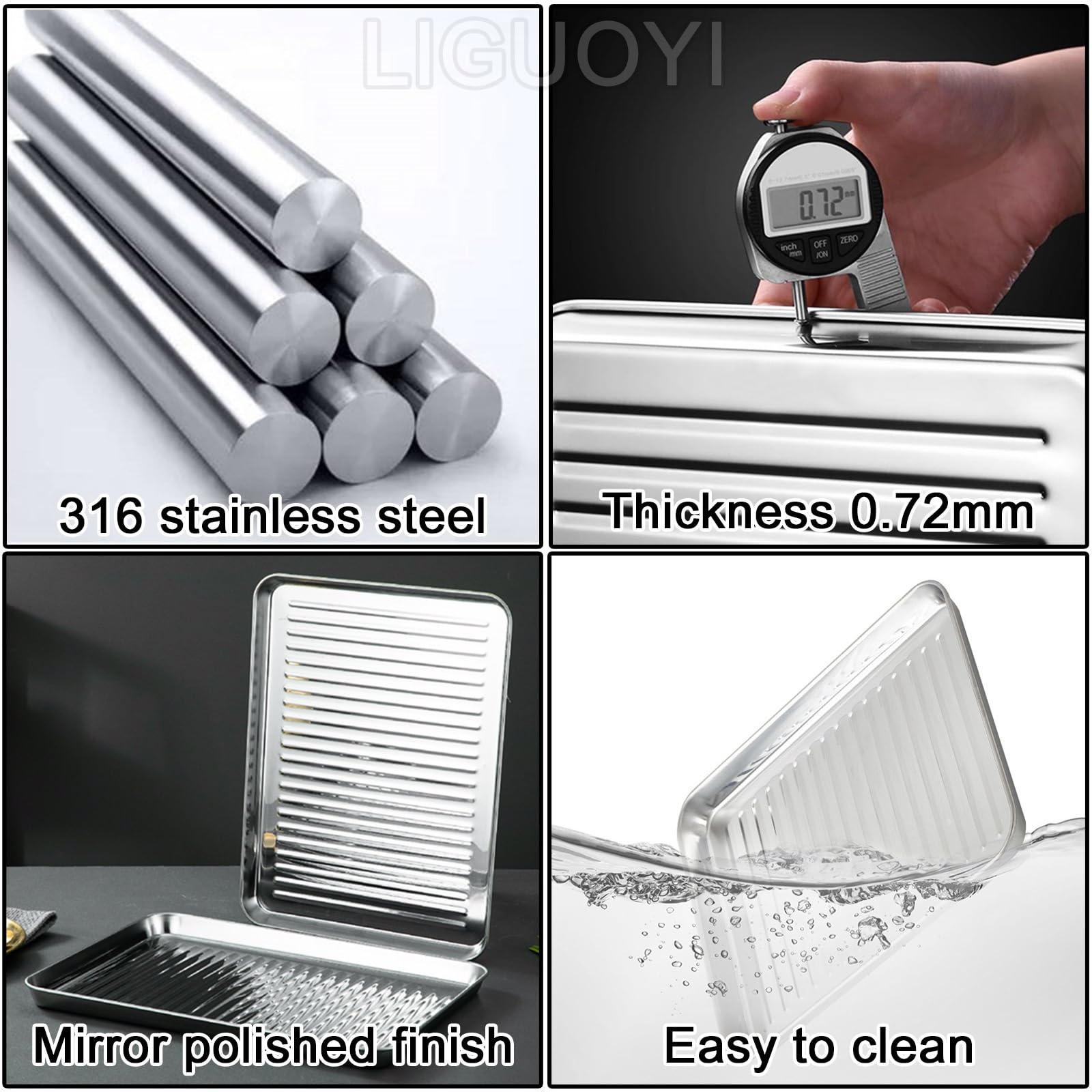 Teglia da forno, Teglia da forno rettangolare antiaderente in acciaio inox, confezione 2, for biscotti, pancetta, carne, teglia resistente e, ideale for la cottura in cucina(27x21cm)