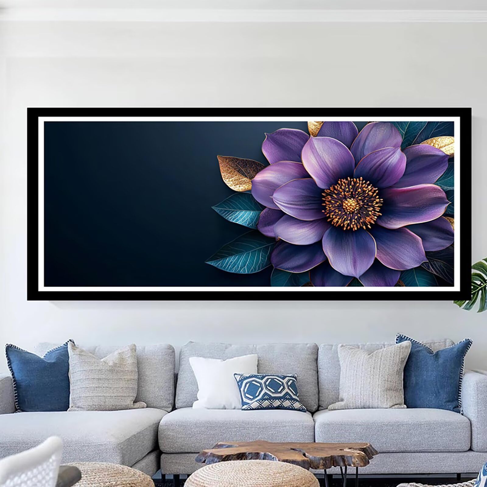 Diamentowa sztuka fioletowa; zestawy do malowania diamentami dla dorosłych kwiat 1 duży 55 x 110 cm sztuka i rzemiosło dla dzieci początkujących DIY 5D pełne wiercenie kryształ klejnot sztuka haft