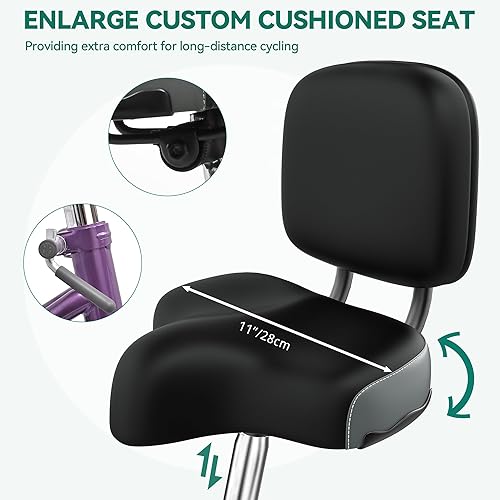 Miniatura 3 de YITAHOME Triciclo para adultos, bicicletas de 3 ruedas de 24 y 26 pulgadas, bicicleta de triciclo de 1 velocidad para adultos con cestas extraíbles,