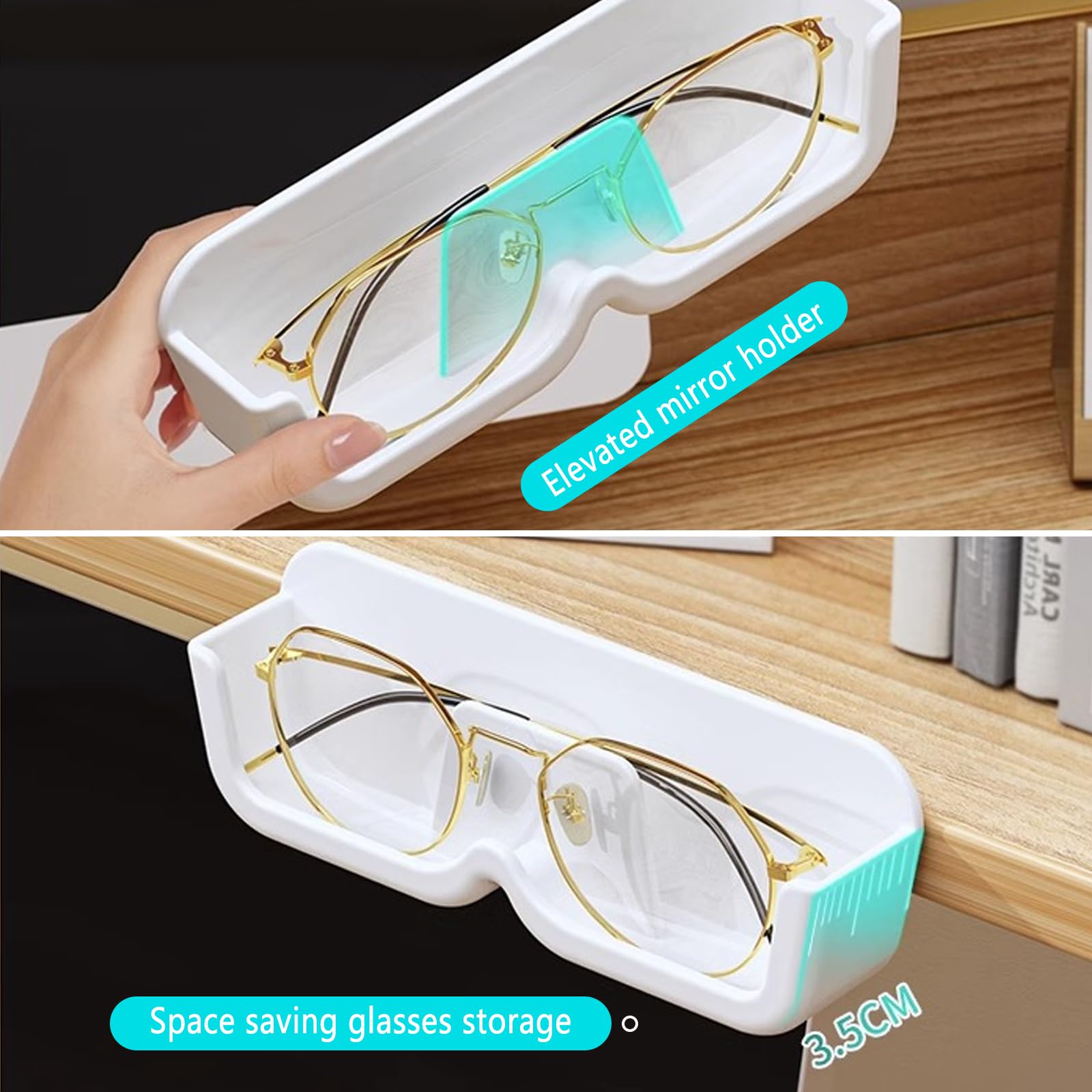 Porte-lunettes Mural Blanc (lot De 2) - Présentoir Pour Lunettes De Vue Et De Soleil Avec Autocollants