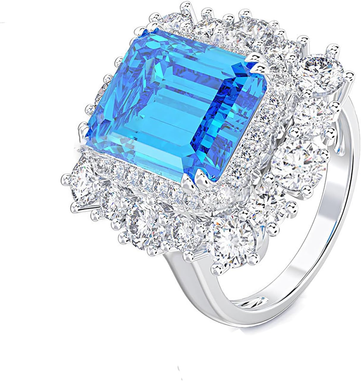 Sterling Silver Women's Engagement Rings, 8ct Radiant Cut Pink Moissanite Ring with 10x12mm, Beautiful Wedding Gift for Wife