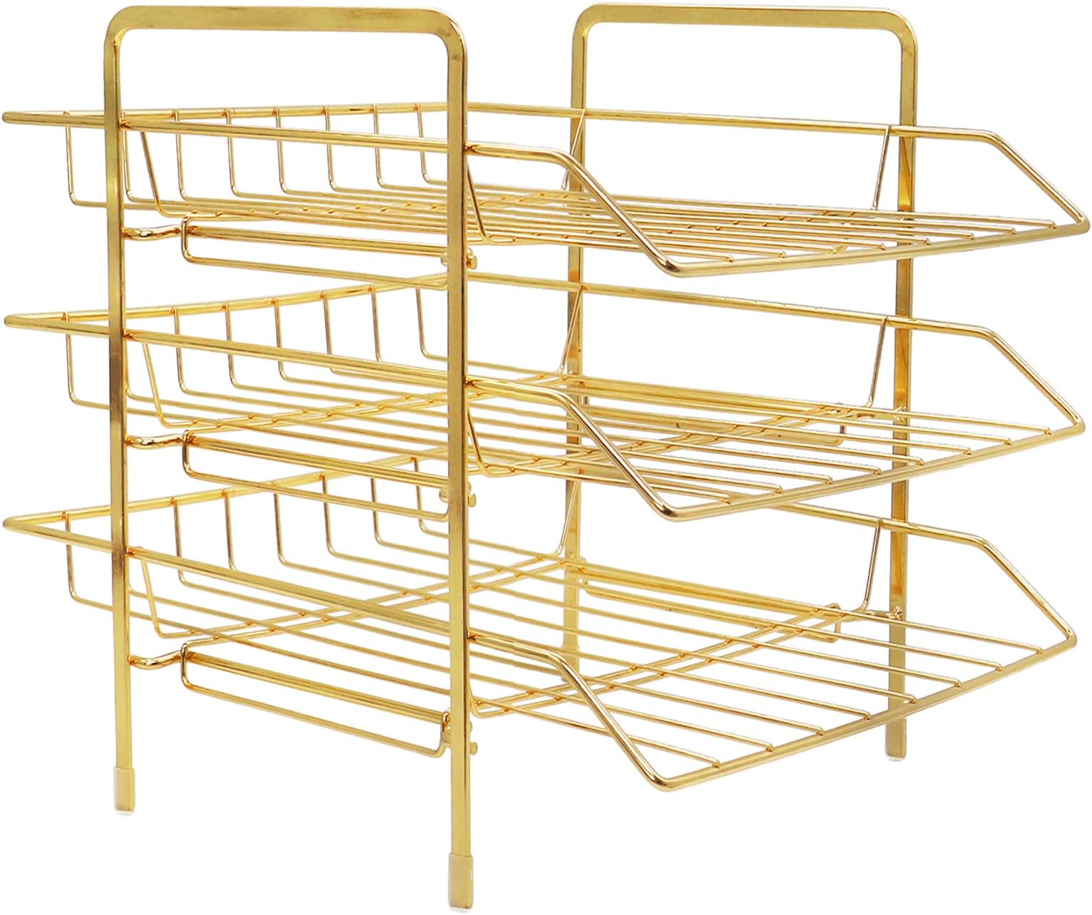 LUCYCAZ Letter Tray Desk Organizers - File Organizer for Desk, 3 Tier Gold Paper Organizer for Desk Letter Tray Organizer for Home Office and School