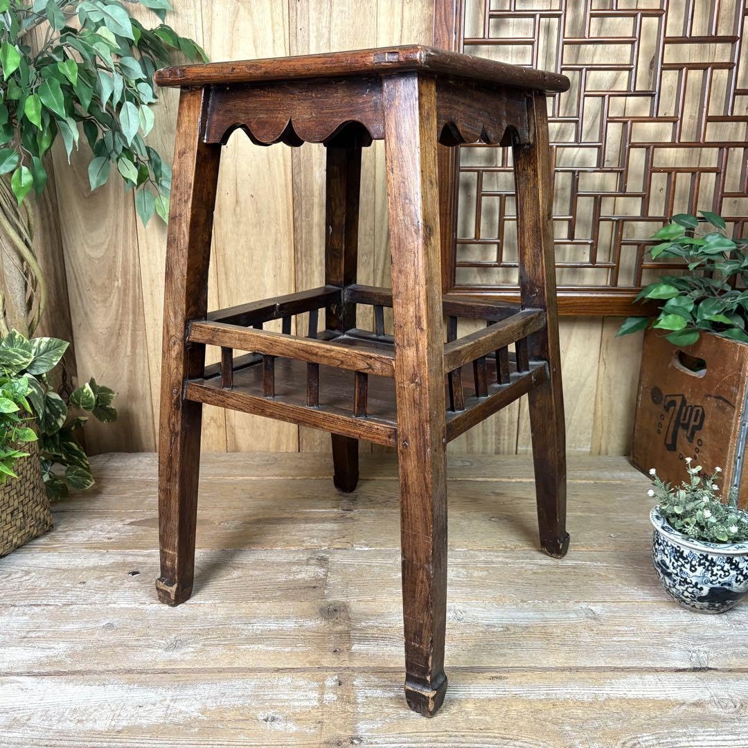 Amazon.co.jp: 中国アンティークビンテージ年代物木製サイドテーブル