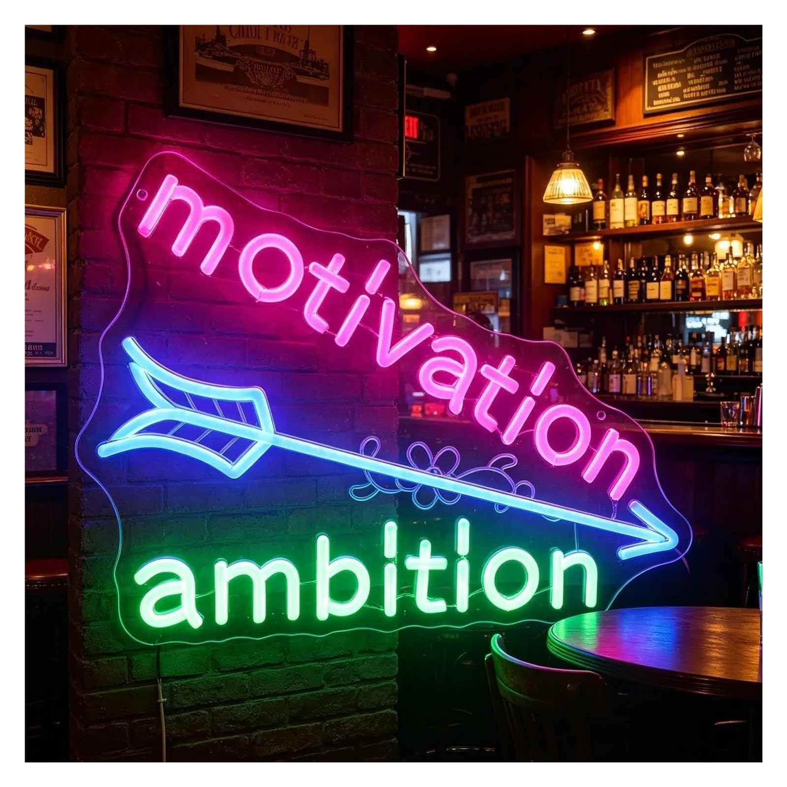 Decoración Lámparas Motivación Ambición Letrero De Neón