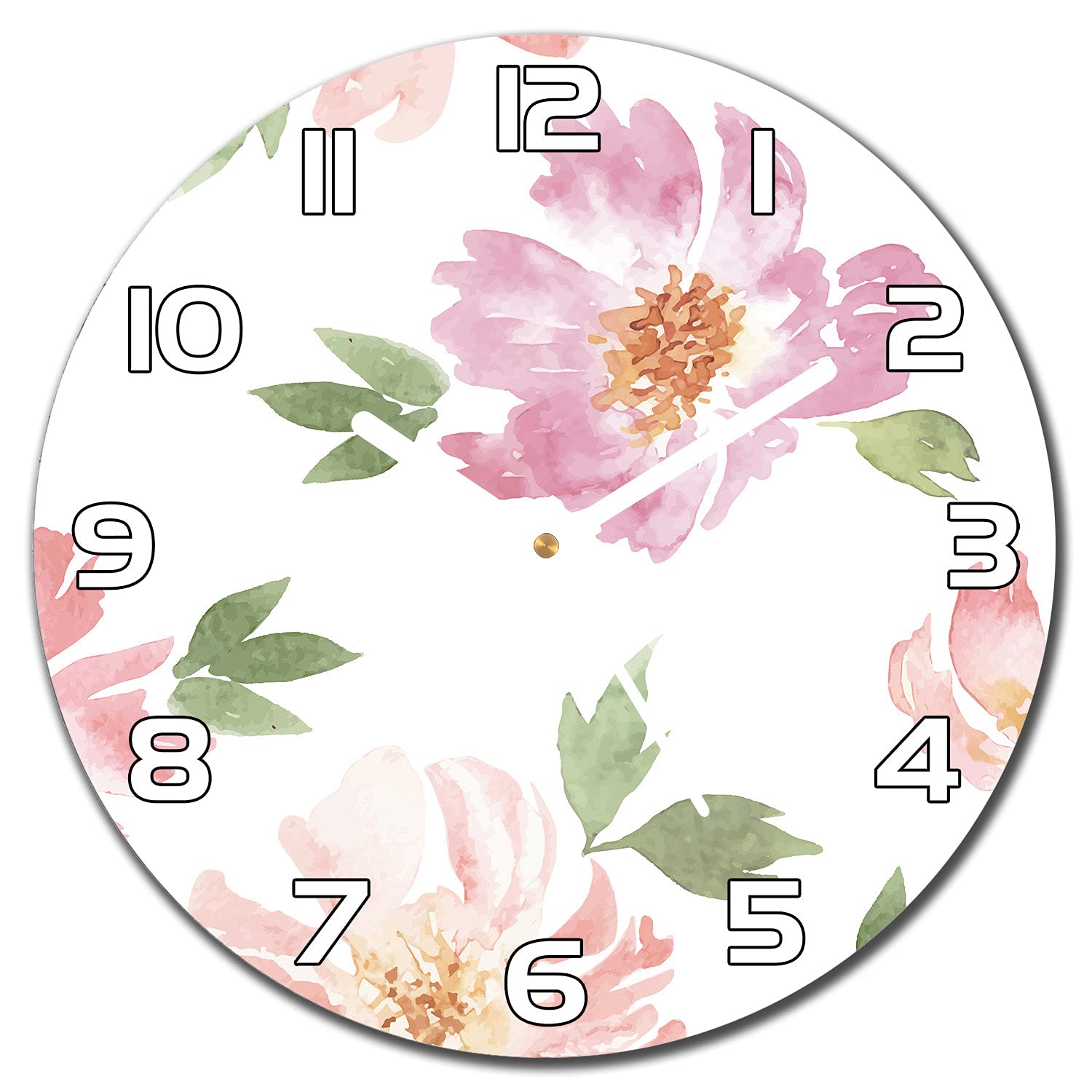 Horloge en verre cuisine et salon avec motif floral pour ambiance zen 30 cm