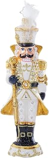 Hand-Crafted European Glass Christmas Tree Decorative Ornament, Ivory Elegance Nutcracker