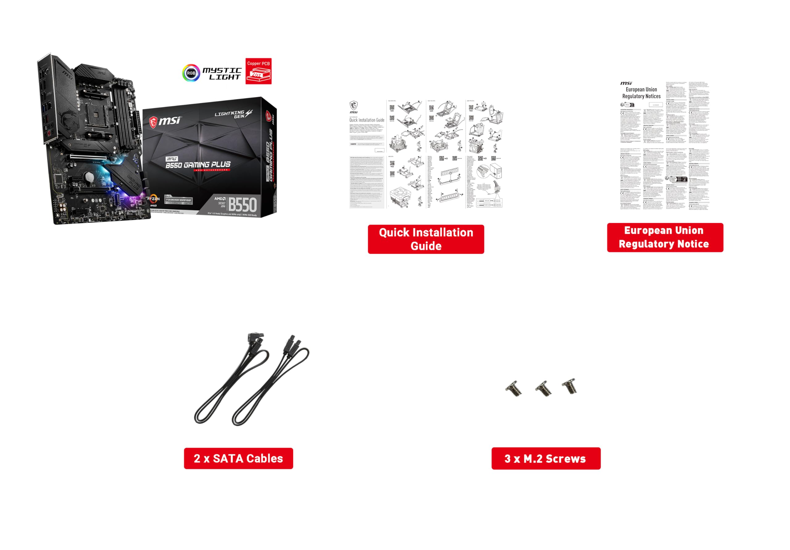MSI MPG B550 GAMING PLUS Gaming Motherboard (AMD AM4, DDR4, PCIe