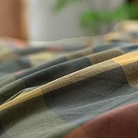 Vista 7 de VM VOUGEMARKET - Juego de funda de edredón a cuadros de tamaño queen, algodón lavado, ropa de cama reversible y multicolor, con 2 fundas