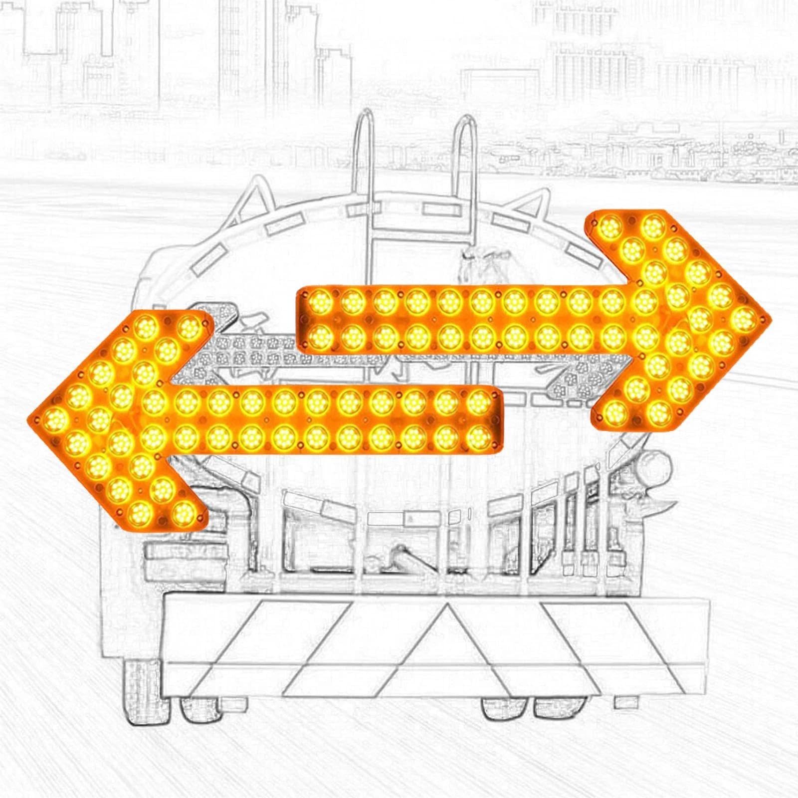 Señal De Tráfico Con Flecha LED Ámbar De Alto Brillo, 12-24V, Indicador Direccional Intermitente Para Flotas Comerciales Y Obras Públicas(Ámbar,35cm)
