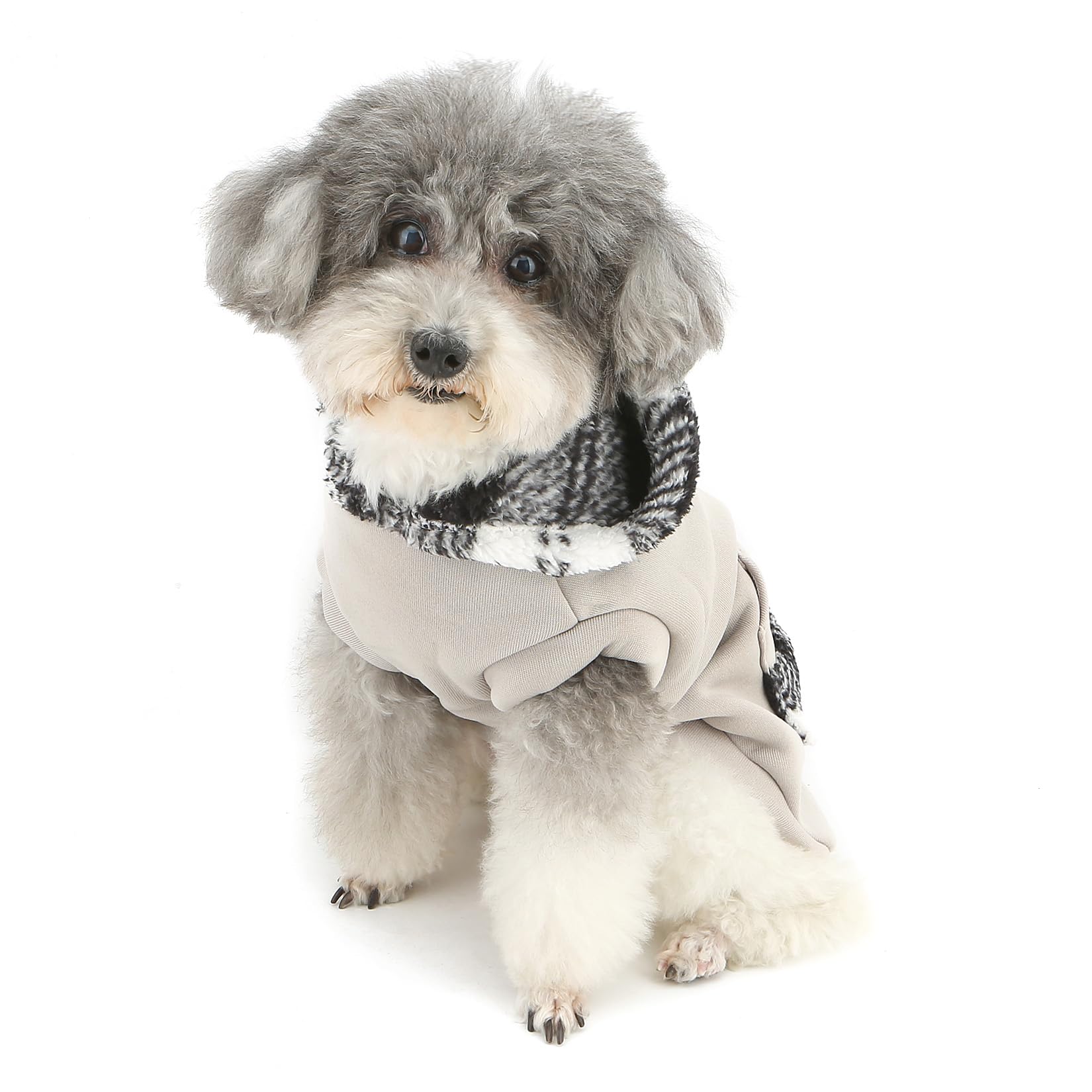 XHYRHTS Maglione in Pile per Cani con Cappuccio Scozzese Fuzzy per Razze XSmall Piccole, Caldo Pullover Senza Maniche con Anello a D e Tasca, Completo Invernale con Cappuccio per Cuccioli Gattini
