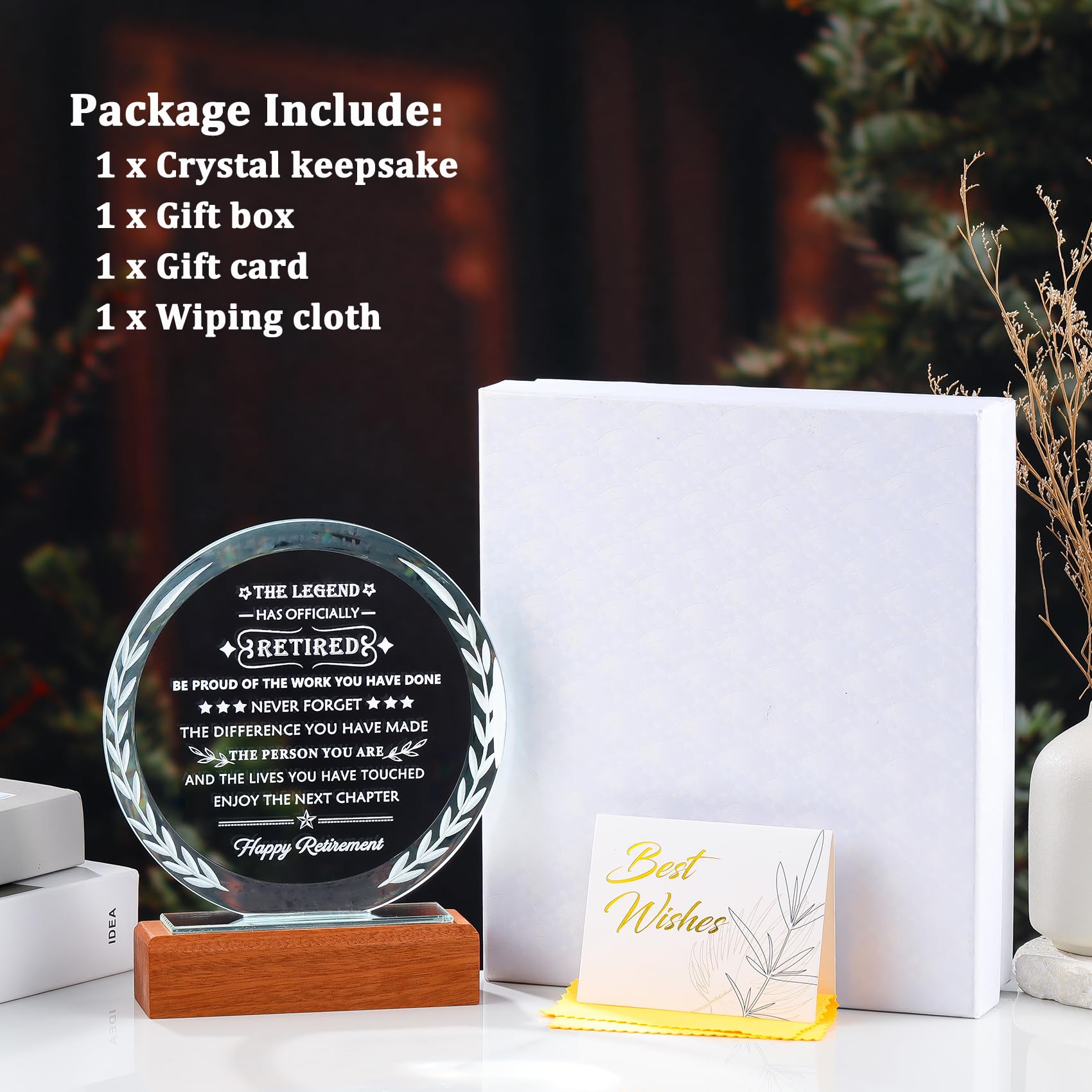 YWHL Geschenk zum Ruhestand für Frauen und Männer, tolles Geschenk zum Ruhestand, Kristall-Herz, Andenken, Abschiedsgeschenk, Geschenkidee für Kollegen, Chef, Lehrer, Freunde, Krankenschwester