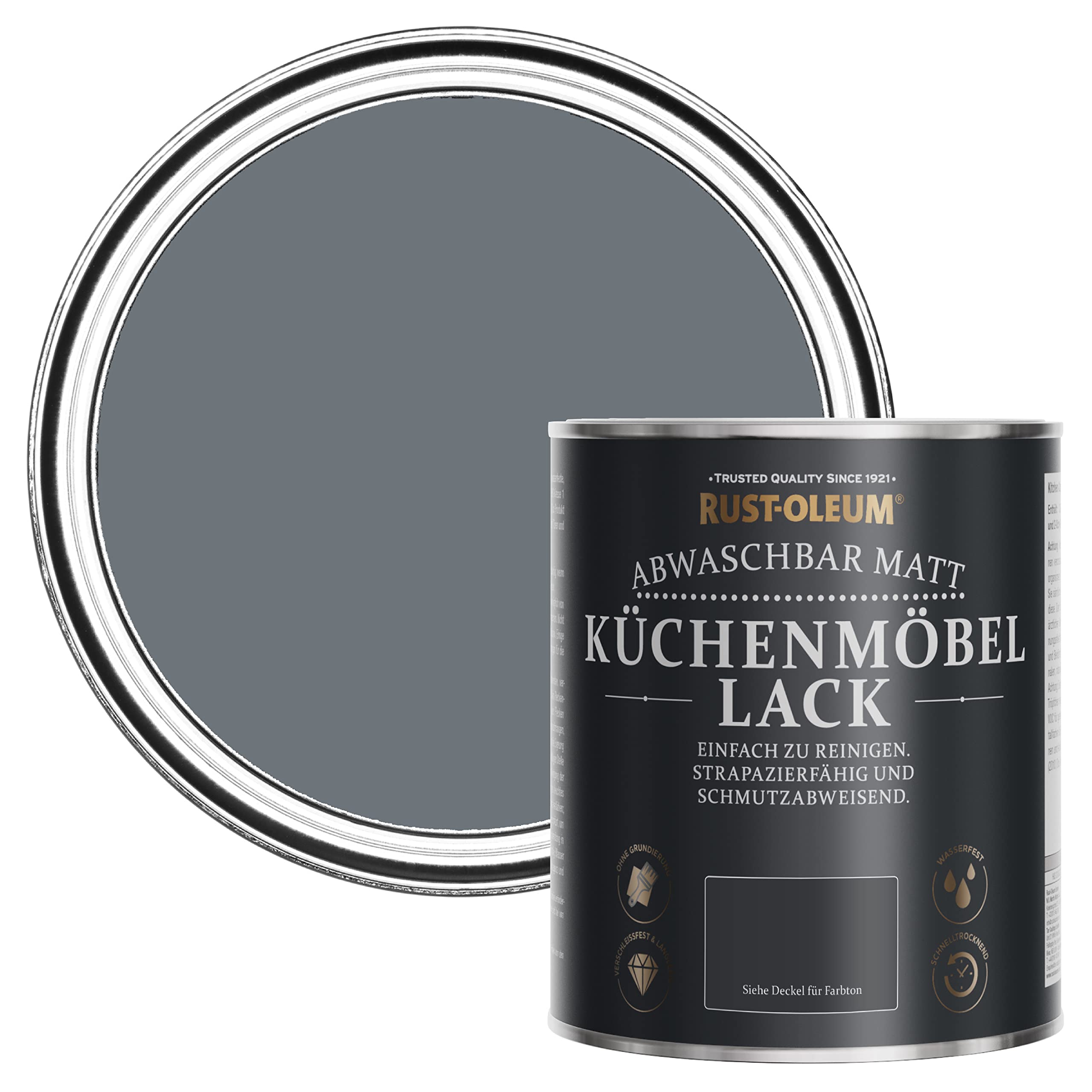 Rust-Oleum abwaschbare Küchenschrankfarbe in dunkelgrau mit Matt Finish - Marinegrau 750ML