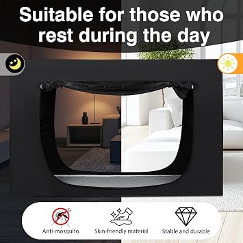 Bed Tent Twin Bed Canopy - Cubby Bed Tent for Adult Sleep Tents Blackout Breathable Lightweight Private Space Sleeping Pod with Fiber Rod