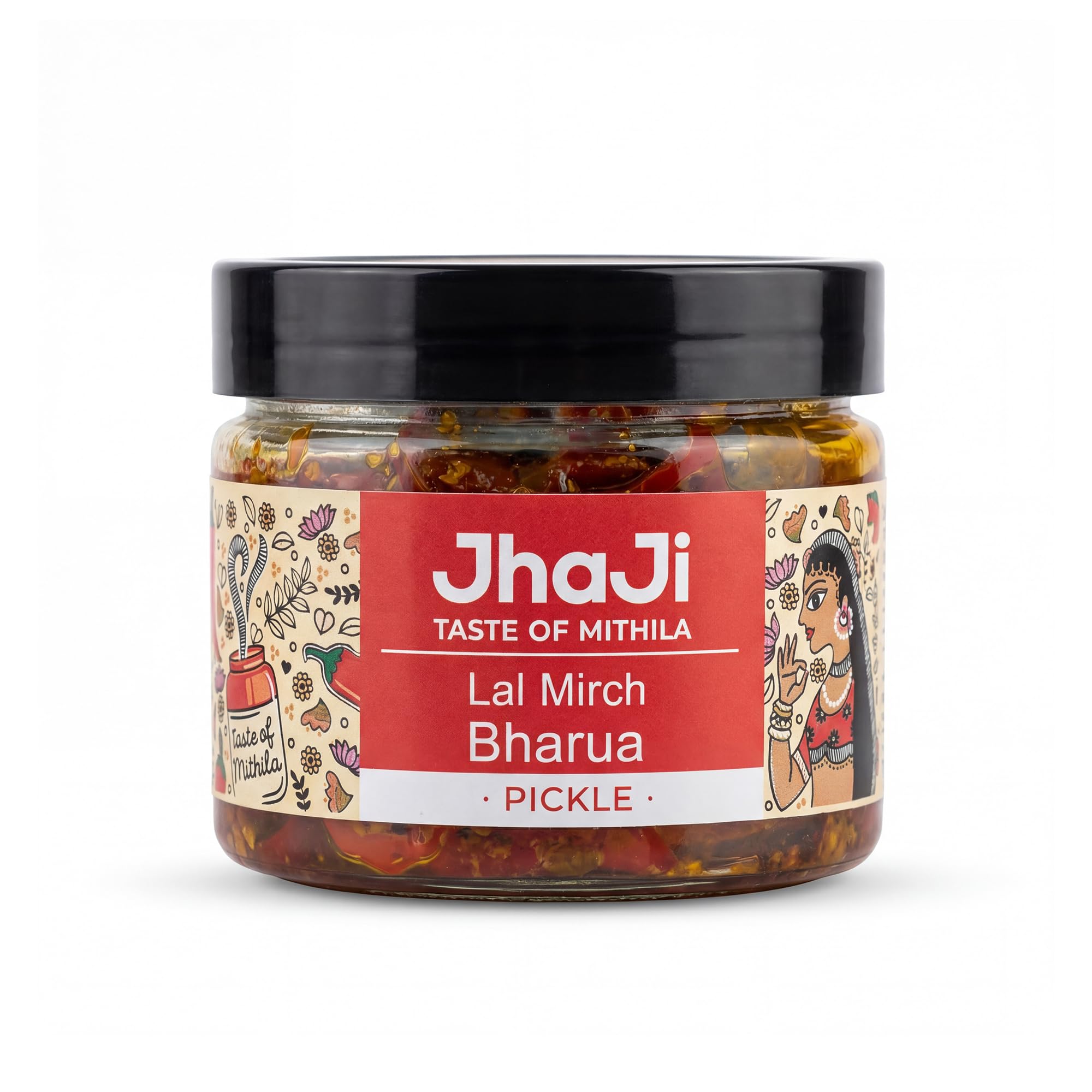 JhaJi Store Lal Mirch Bharua Achar (Stuffed Red Chilli Pickle) | Traditional Bharua Style | Mustard Oil | No Preservatives | Medium Hot | 250g