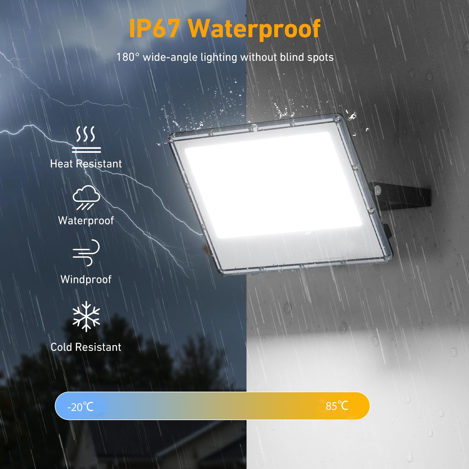 200W LED Strahler Außen - 2 Stück 20000LM 360 LEDs Superhelles LED Fluter Außen, Außenstrahler Wasserdicht IP67, 7000k Kaltweiß Aussenstrahler Scheinwerfer für Garagen, Höfe, Straßen, Stadien