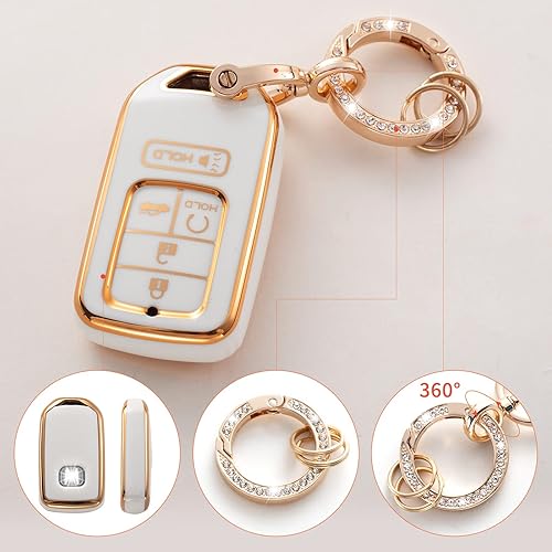 Miniatura 3 de RUABIBAN Funda para llavero compatible con Honda, funda de protección de TPU suave para Honda Accord Civic CRV Pilot Odyssey Smart Key Holder