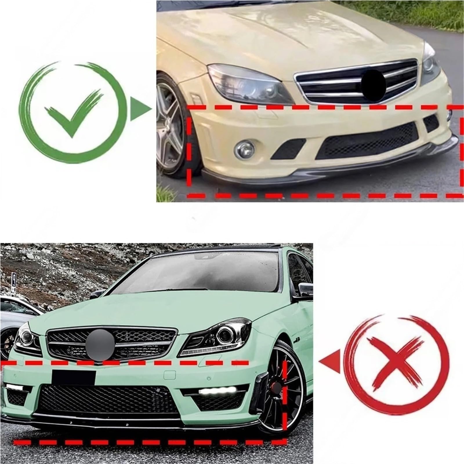 Przedni spoiler Splitter spojler zderzaka kompatybilny z Mercedes Benz AMG C63 W204 2007-2010 podbródek osłona zaporowa powietrza akcesoria tuningowe(Carbon Look)