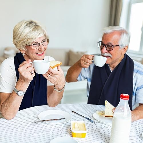 Miniatura 6 de 6 unidades de baberos para adultos, bufandas para comer, dignidad, comedor, bufanda, baberos para personas mayores lavables (azul)