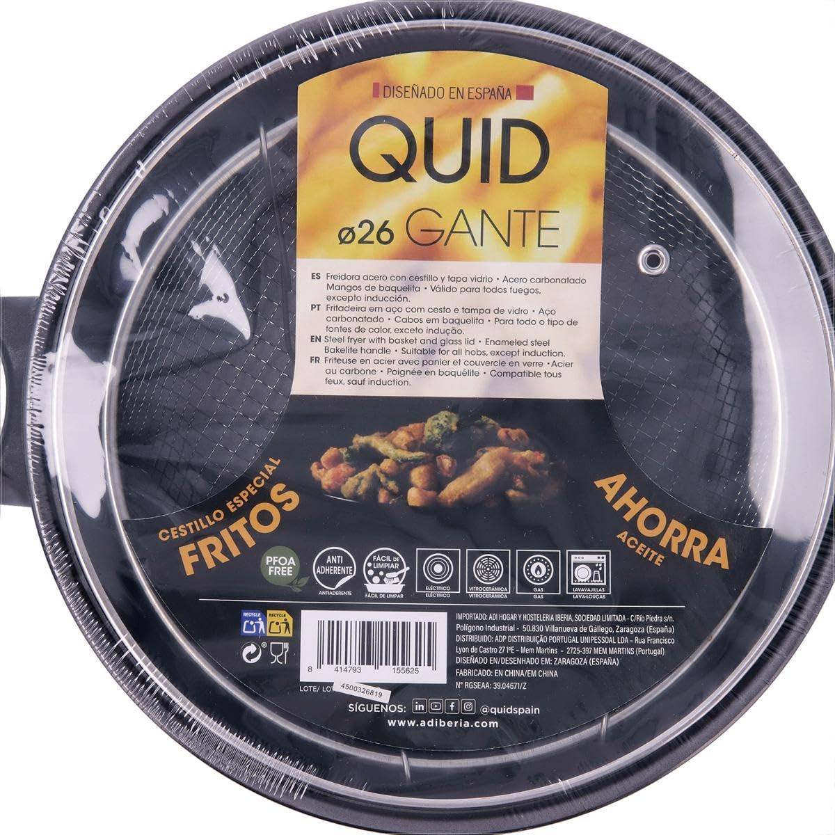 Quid Gante Freidora Acero Pintado 26cm Negro