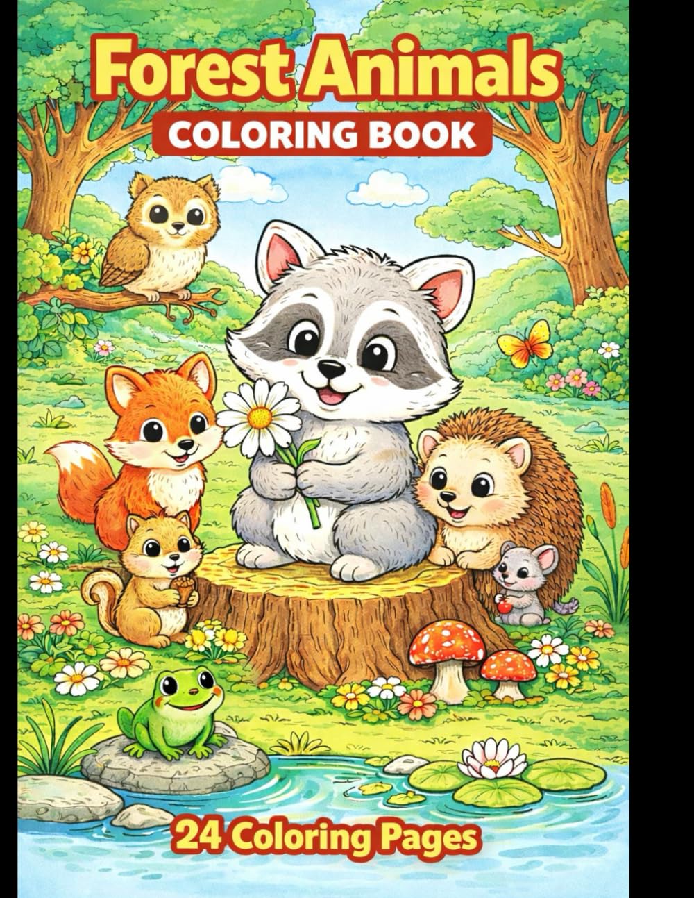 Forest Animals Coloring Book for Kids: 24 Coloring Pages