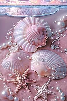 Amazon.com: RMSGOZO Pink Shell Beach Canvas Posters Modern