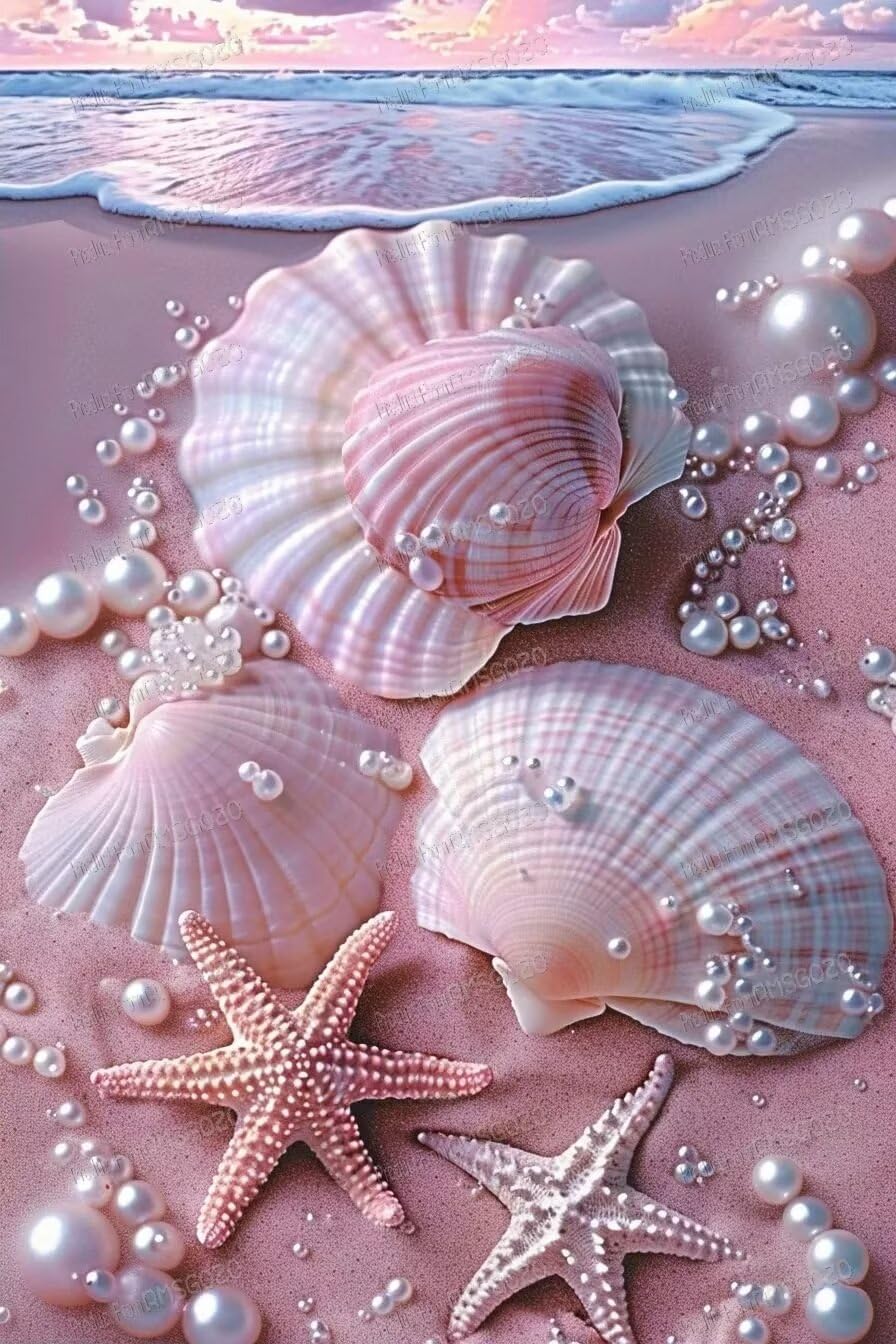 Amazon.com: RMSGOZO Pink Shell Beach Canvas Posters Modern