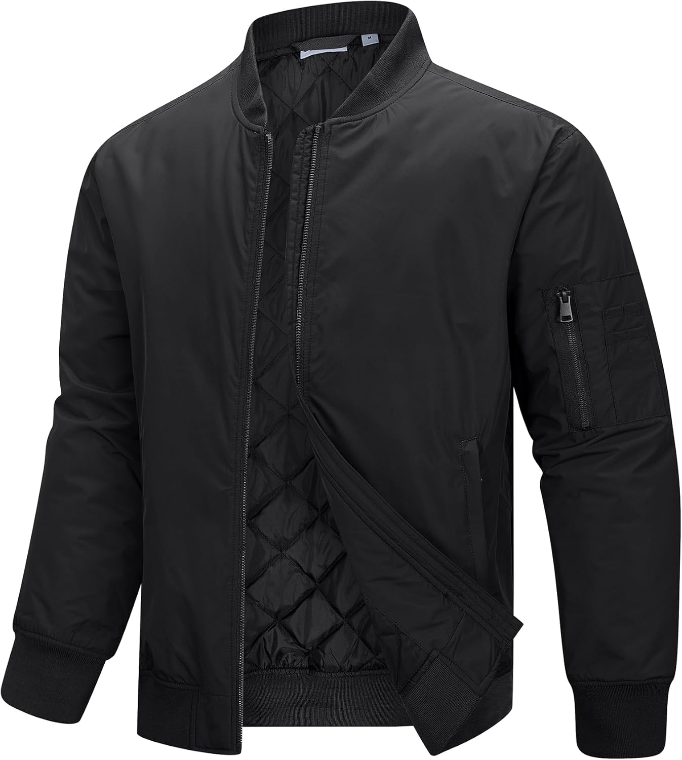 33,000ft Men's Bomber Jacket Waterproof Zip Up Windbreaker Quilted Padded Lightweight Warm Casual Spring Fall Winter Coat