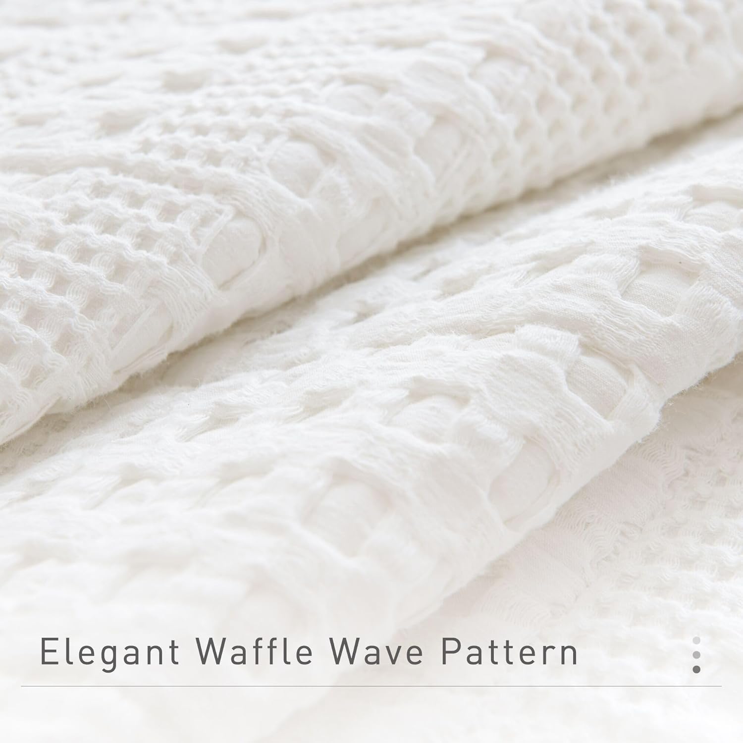 CozyTide Cotton Quilt King Size 110"x98",White Waffle Weave King Bedspread 3 Pieces Lightweight Ultra Soft Farmhouse Quilt Coverlet Bedding Set