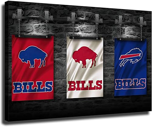 Buffalo City Bills - Póster de fútbol americano, diseño deportivo, lienzo para pared, patrón impreso, obra de arte para decoración del hogar (C, 16