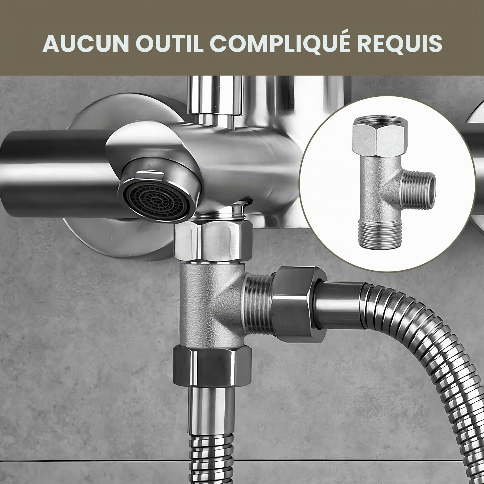 Connecteur en T 3 Voies, Vanne D'inversion WC en Cuivre 3/8" avec Dents Latérales 1/2" Vanne, Connecteur de Tuyau 3 Voies, Dents Droites pour Réservoir de Chasse D'eau, Robinet 3 Voies WC