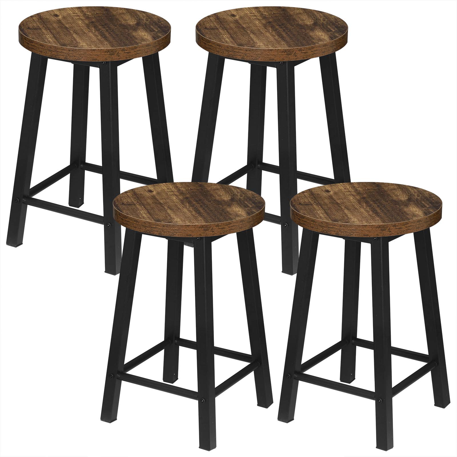 WOLTU 4X Sillas Comedor Estilo Vintage Juego de 4 Silla de Cocina Madera y Metal Taburete Bar de Bajo Industrial Retro para Cocina Salon Habitacion BH297hov-4