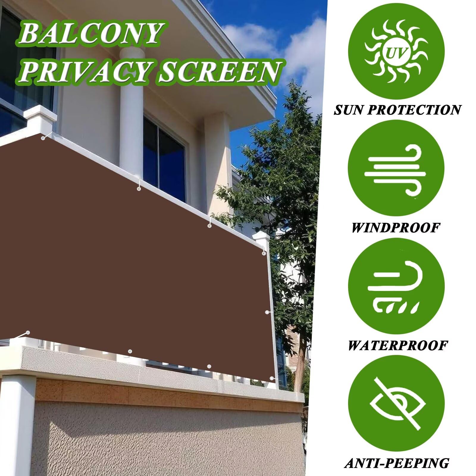 Frangivisto Balcone Impermeabile Rettangolare Protezione UV Marrone 0.7x10m