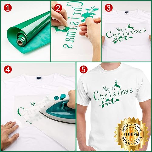 Vista 182 de HTV - Rollos de vinilo de transferencia de calor negro de 12 pulgadas por 8 pies, rollo en rollo para planchar en camisetas, fácil de cortar