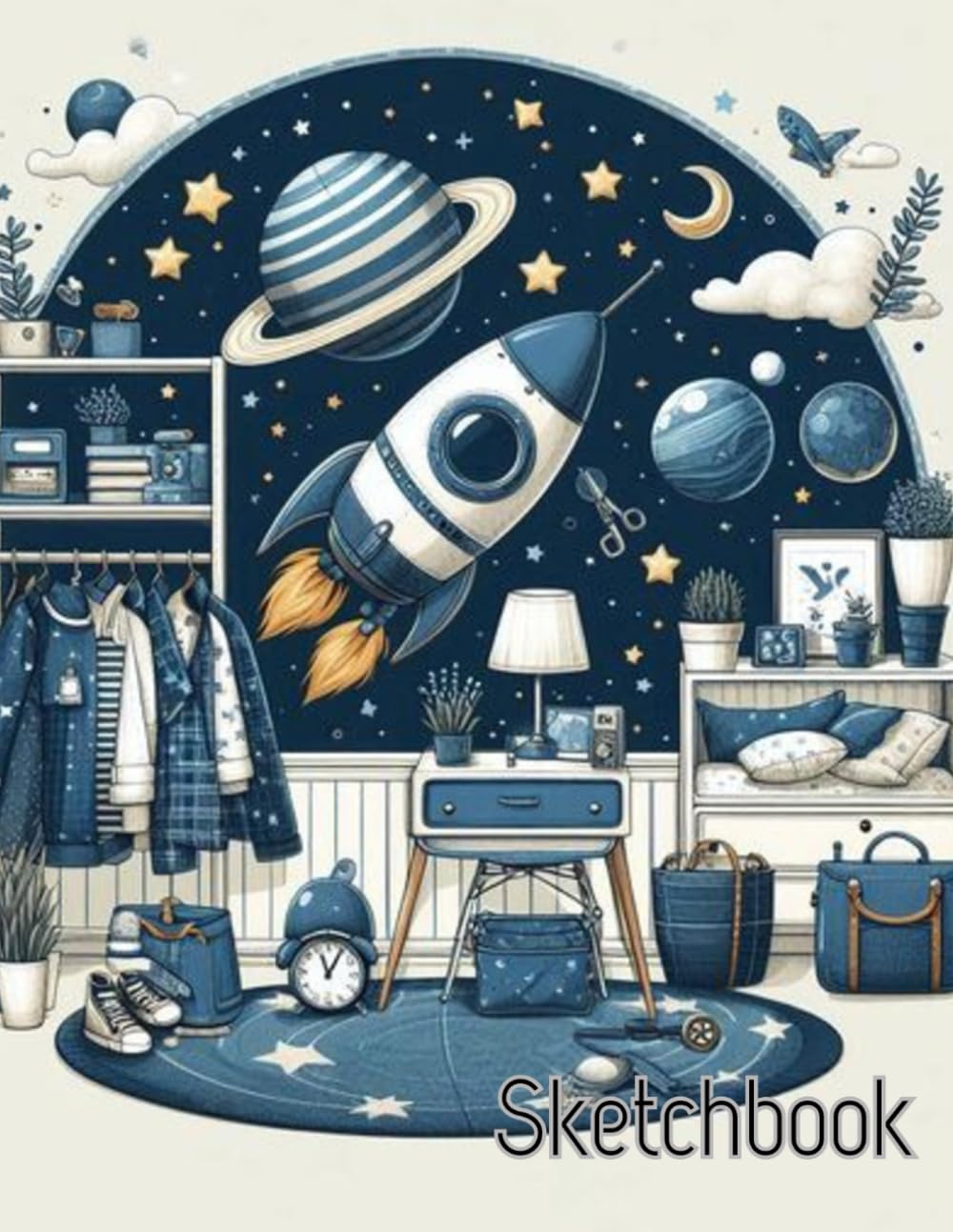 Space Sketchbook for Boys: Blank Drawing Book for Kids: Fun Outer Space-Themed Sketch Pad for Creative Kids, Astronaut and Rocket Design, Perfect for Doodling, Drawing, and Sketching